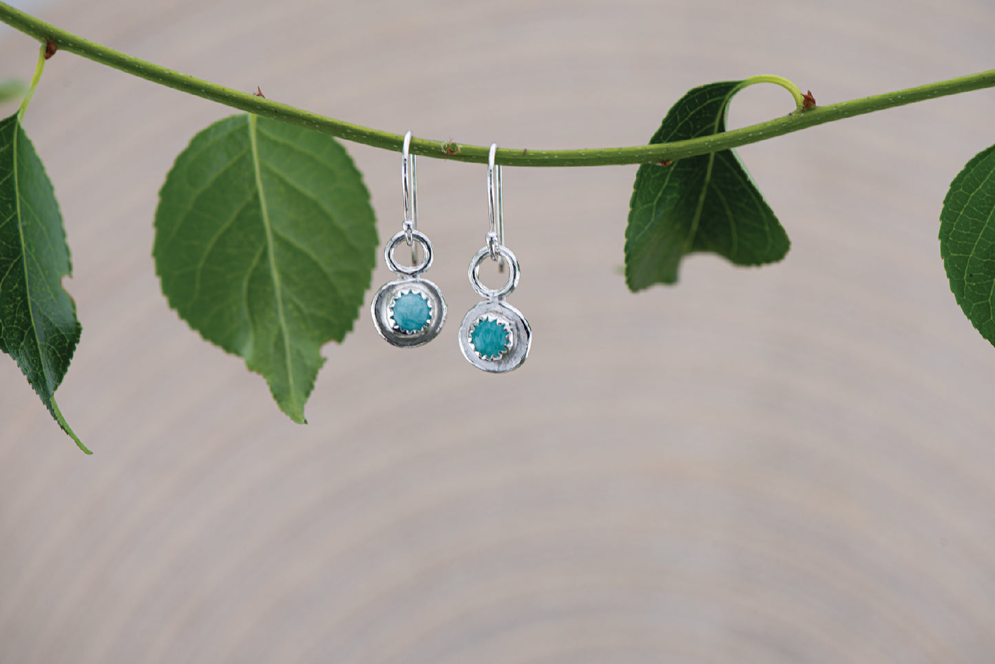 Amazonite Dangle Earrings - 925 Sterling Silver