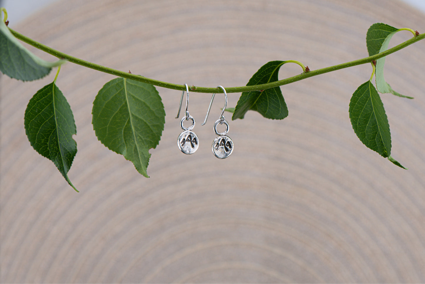 Mountain Stamped Dangle Earrings - 925 Sterling Silver