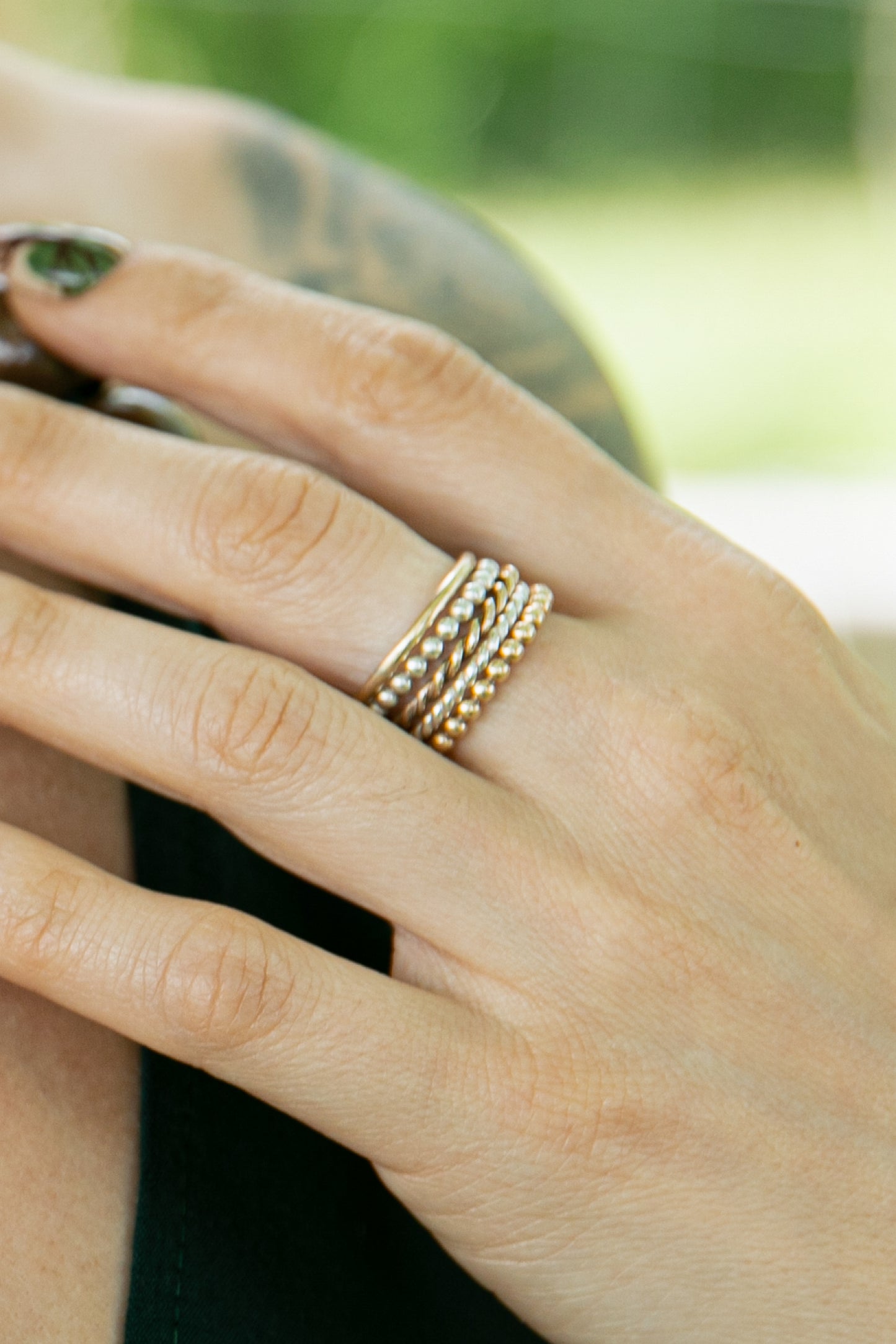 Gold-Filled Beaded Ring Band
