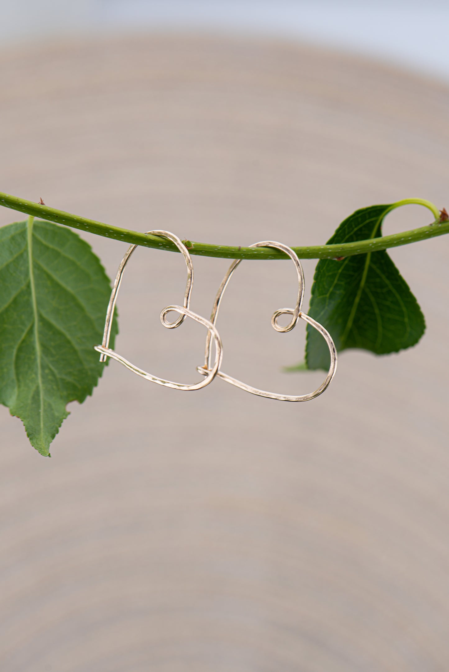 Gold-Filled Hammered Heart Hoop Earrings
