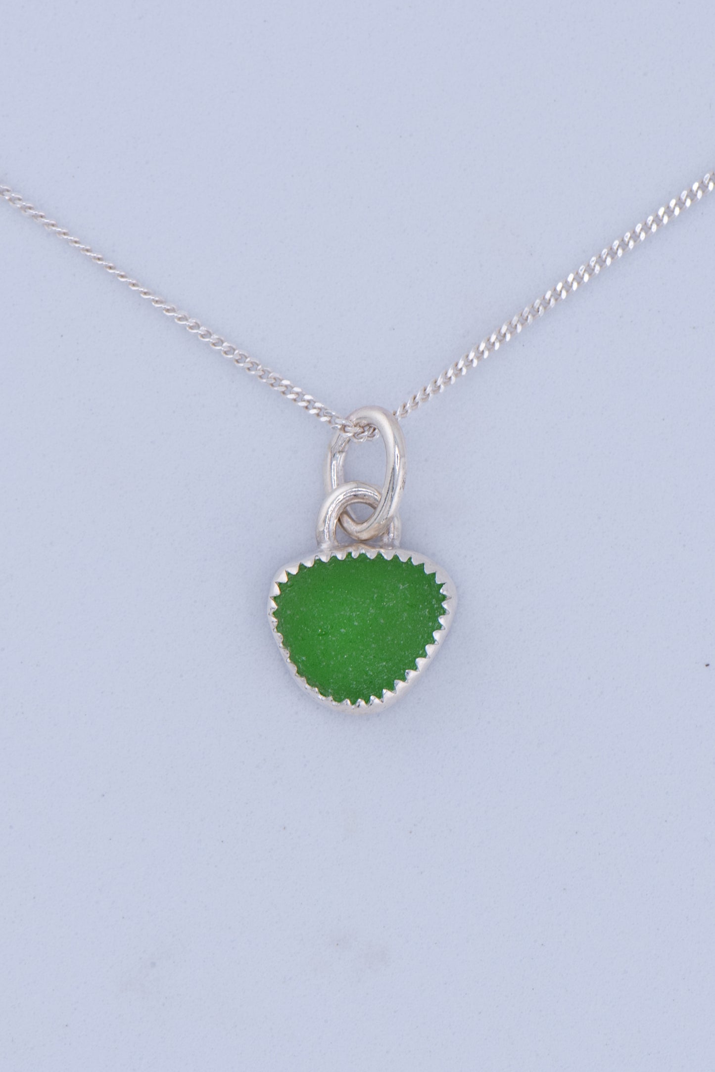 Green Sea Glass Necklace – Sterling Silver