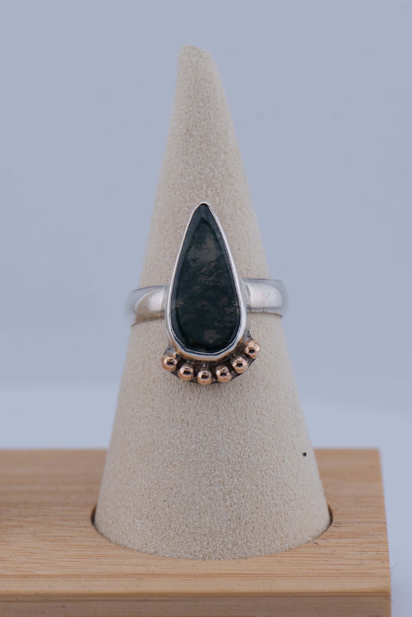 Moss Agate Statement Ring – Sterling Silver & Gold Filled