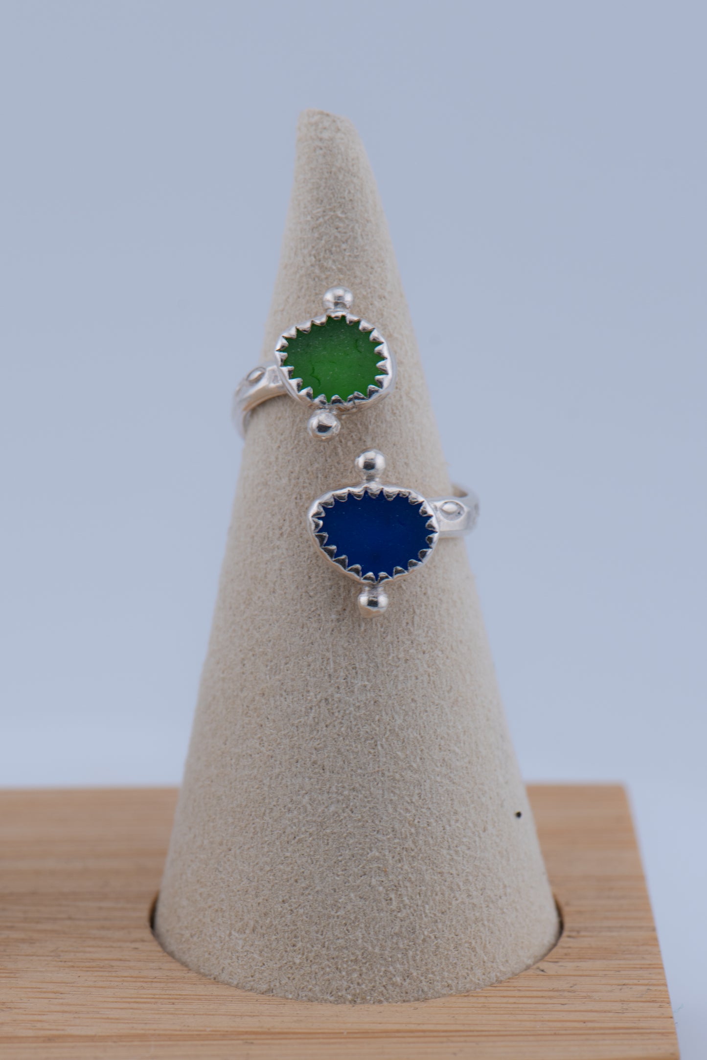 Adjustable Sea Glass Ring – Sterling Silver
