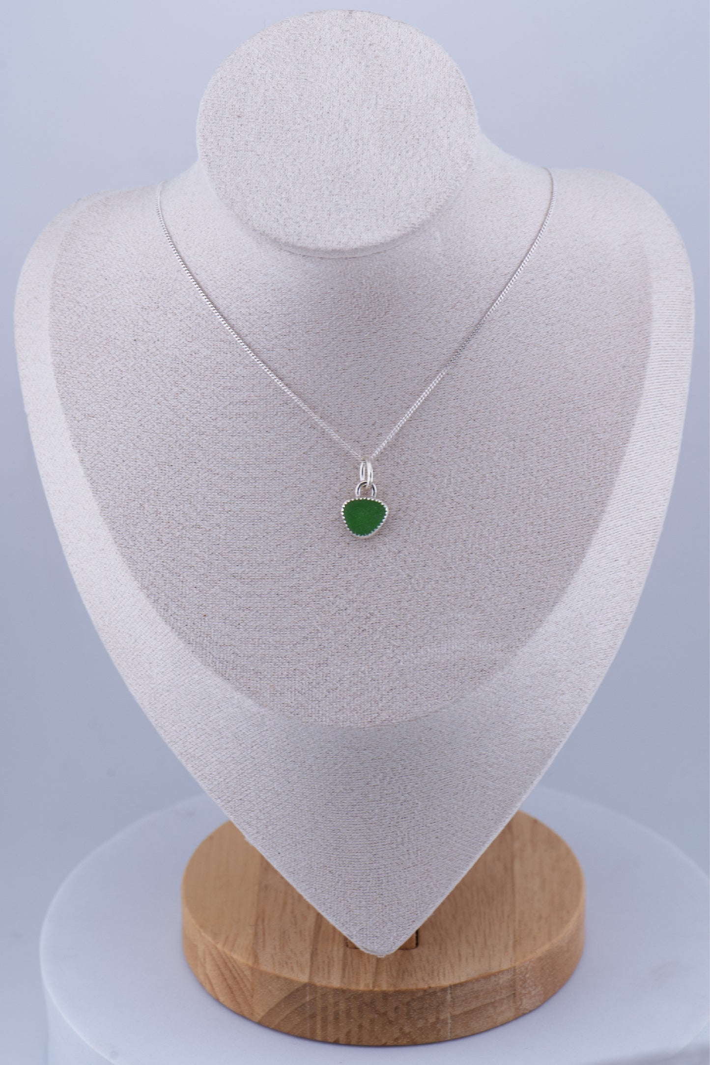 Green Sea Glass Necklace – Sterling Silver