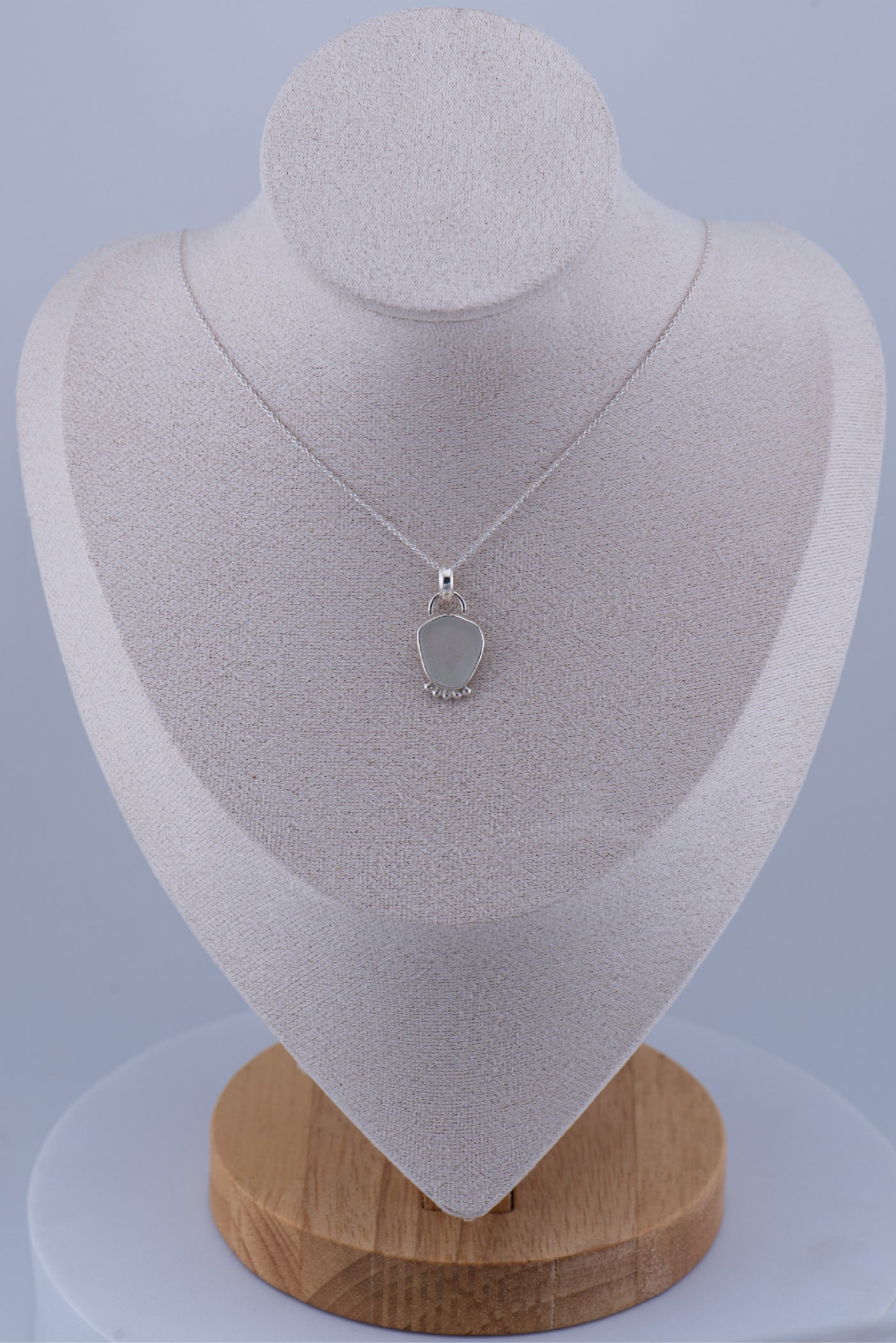 Sea Glass Heart Sterling Silver Necklace