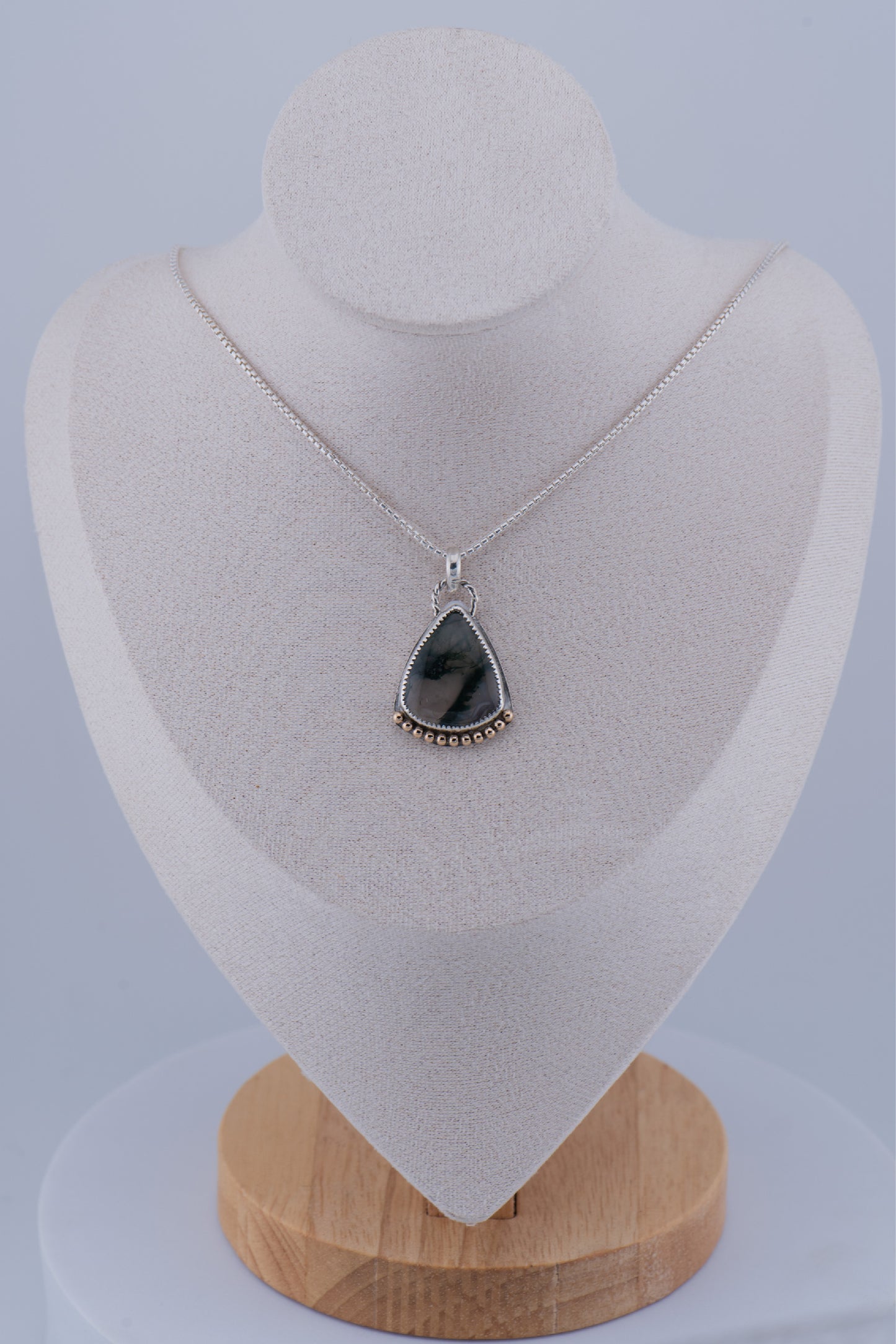 Moss Agate Pendant – Sterling Silver & Gold Filled