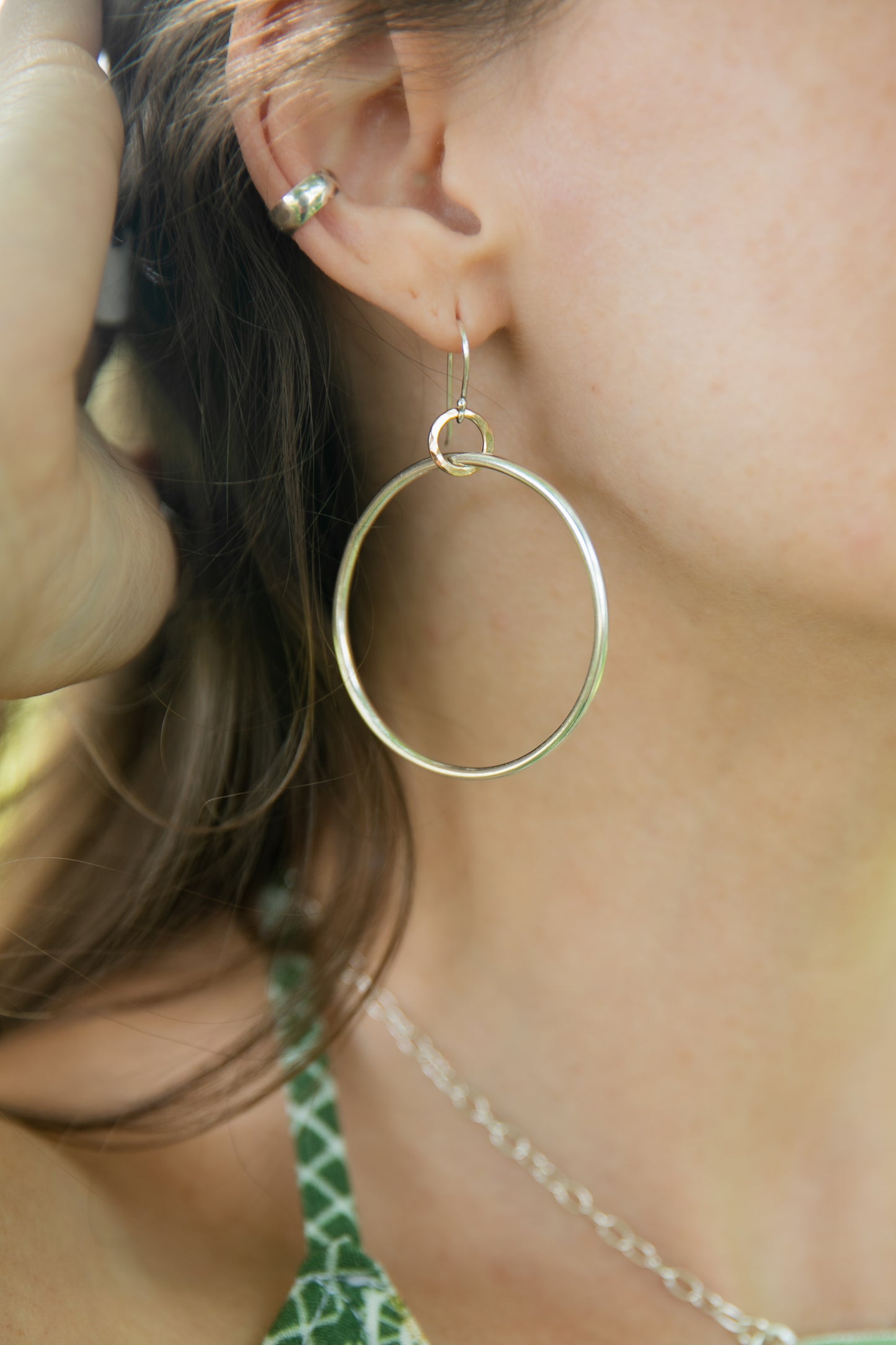 Two-Tone Gold-Filled & Sterling Silver Linked Hoop Earrings