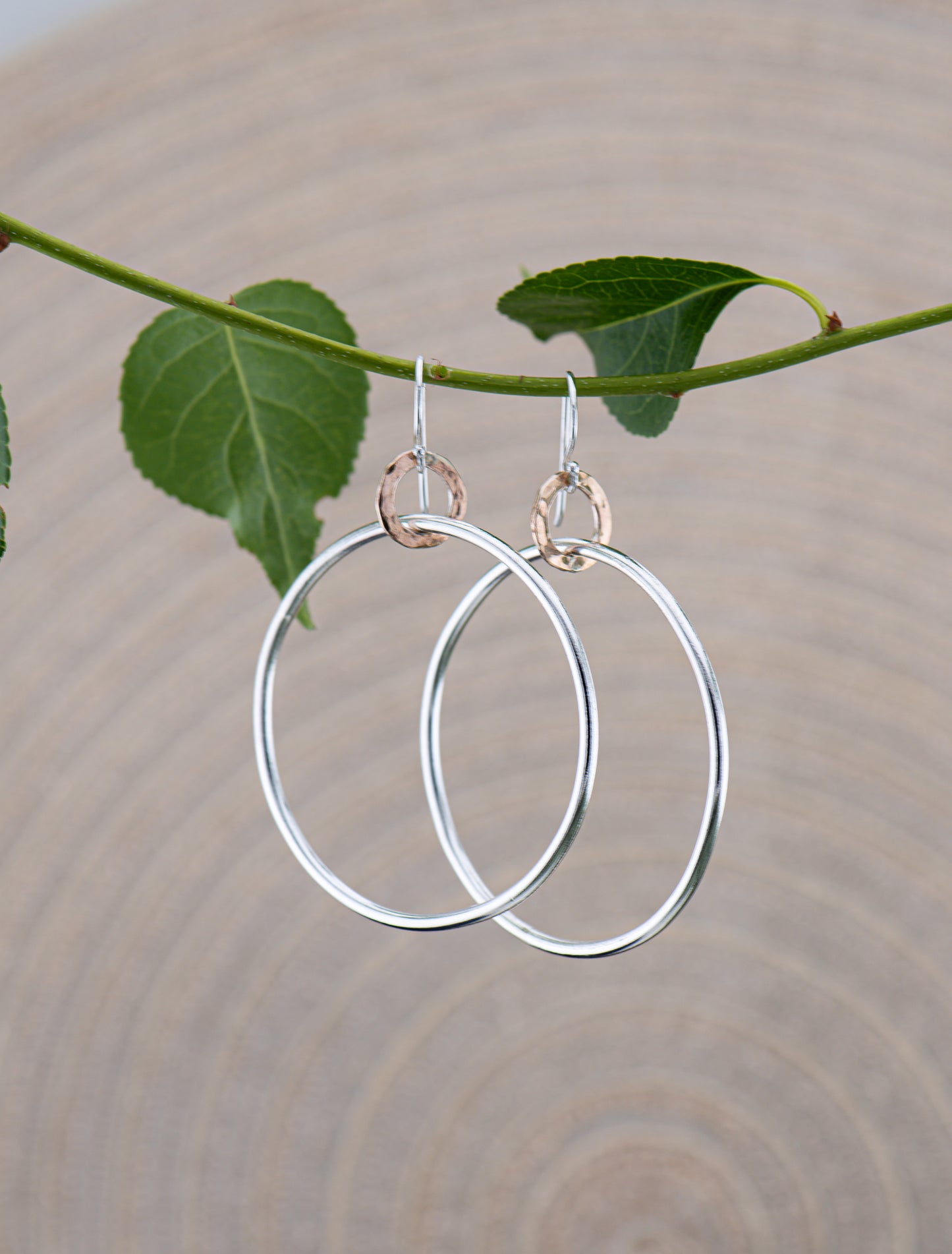 Two-Tone Gold-Filled & Sterling Silver Linked Hoop Earrings