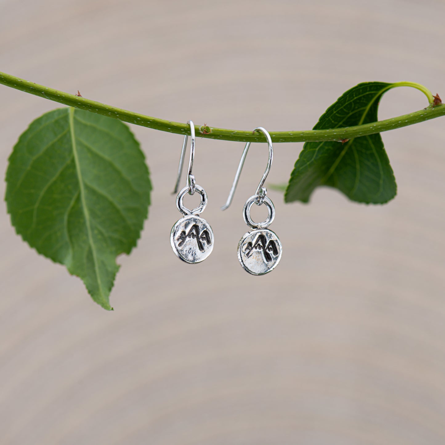 Mountain Stamped Dangle Earrings - 925 Sterling Silver