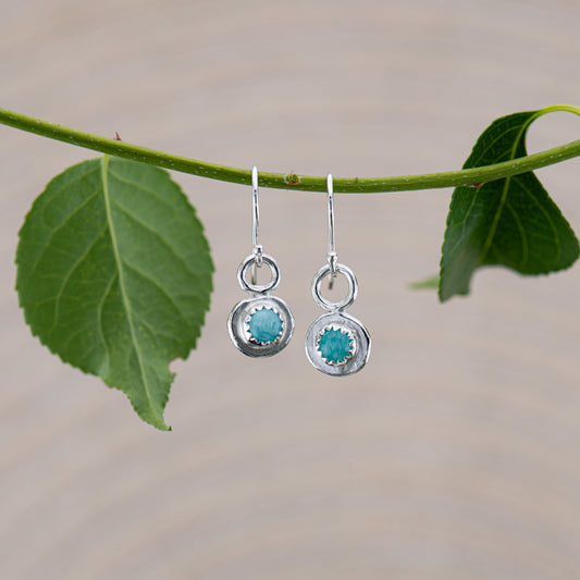 Amazonite Dangle Earrings - 925 Sterling Silver