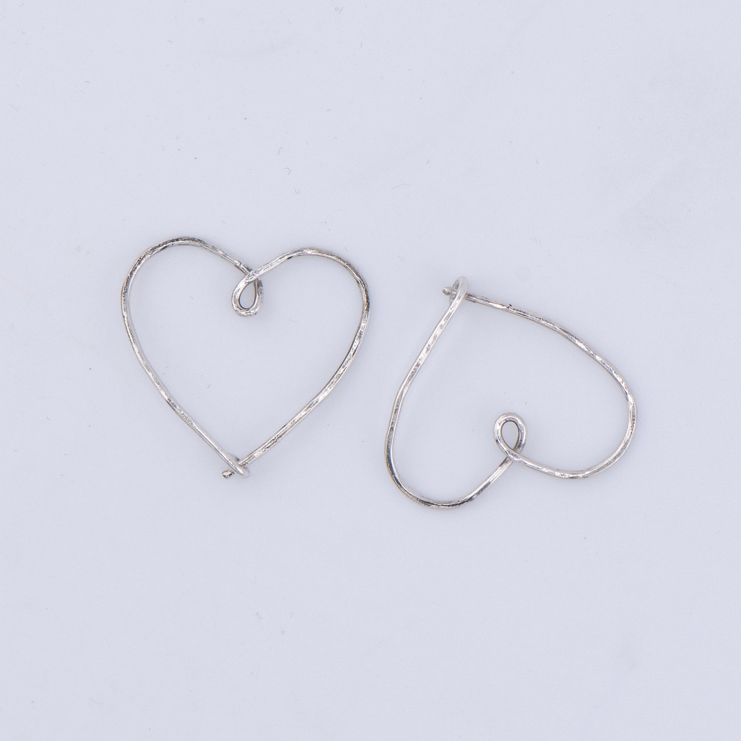 Sterling Silver Hammered Heart Hoop Earrings