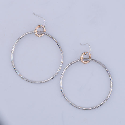 Two-Tone Gold-Filled & Sterling Silver Linked Hoop Earrings
