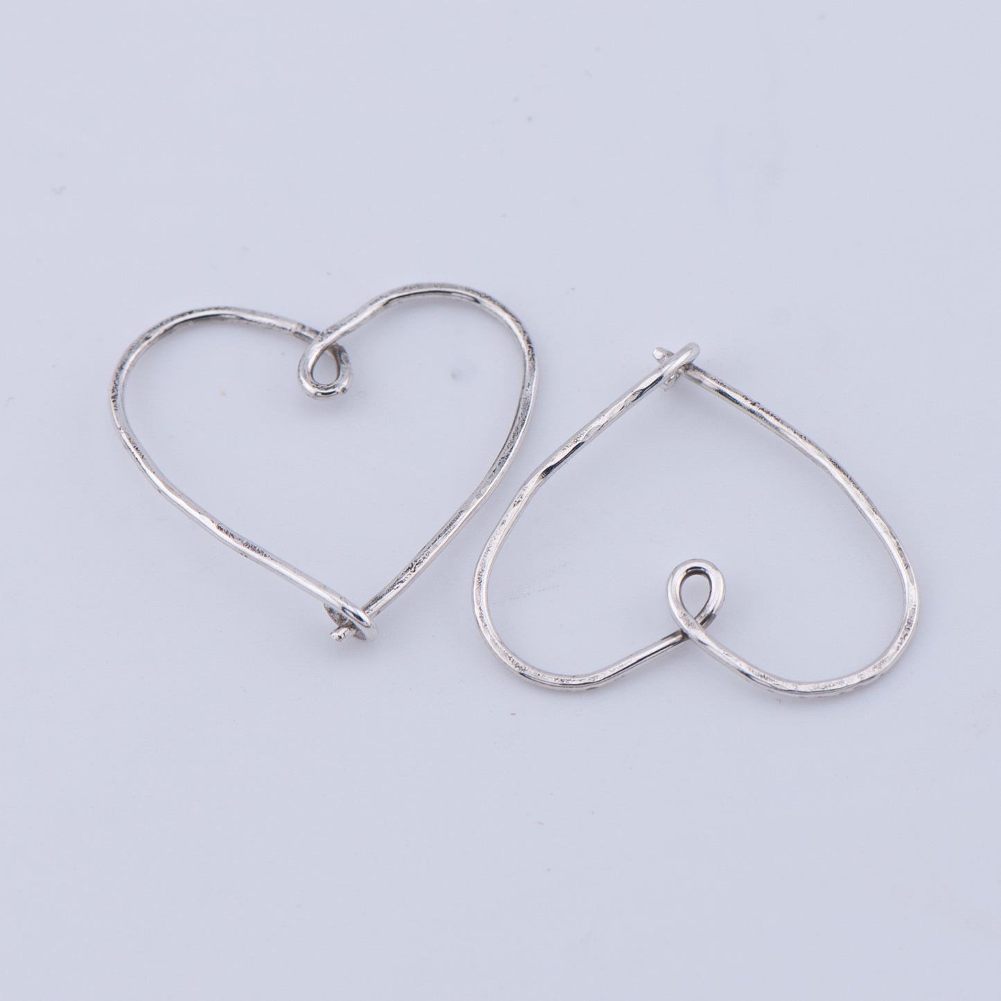 Sterling Silver Hammered Heart Hoop Earrings