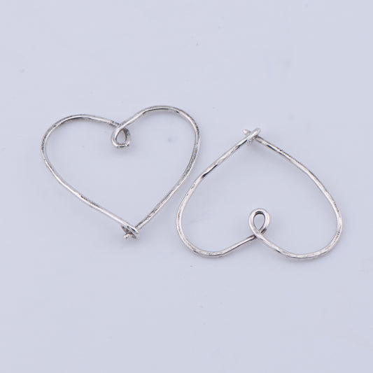 Sterling Silver Hammered Heart Hoop Earrings