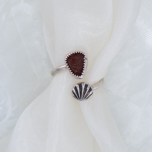 Adjustable Sea Glass Ring – Sterling Silver