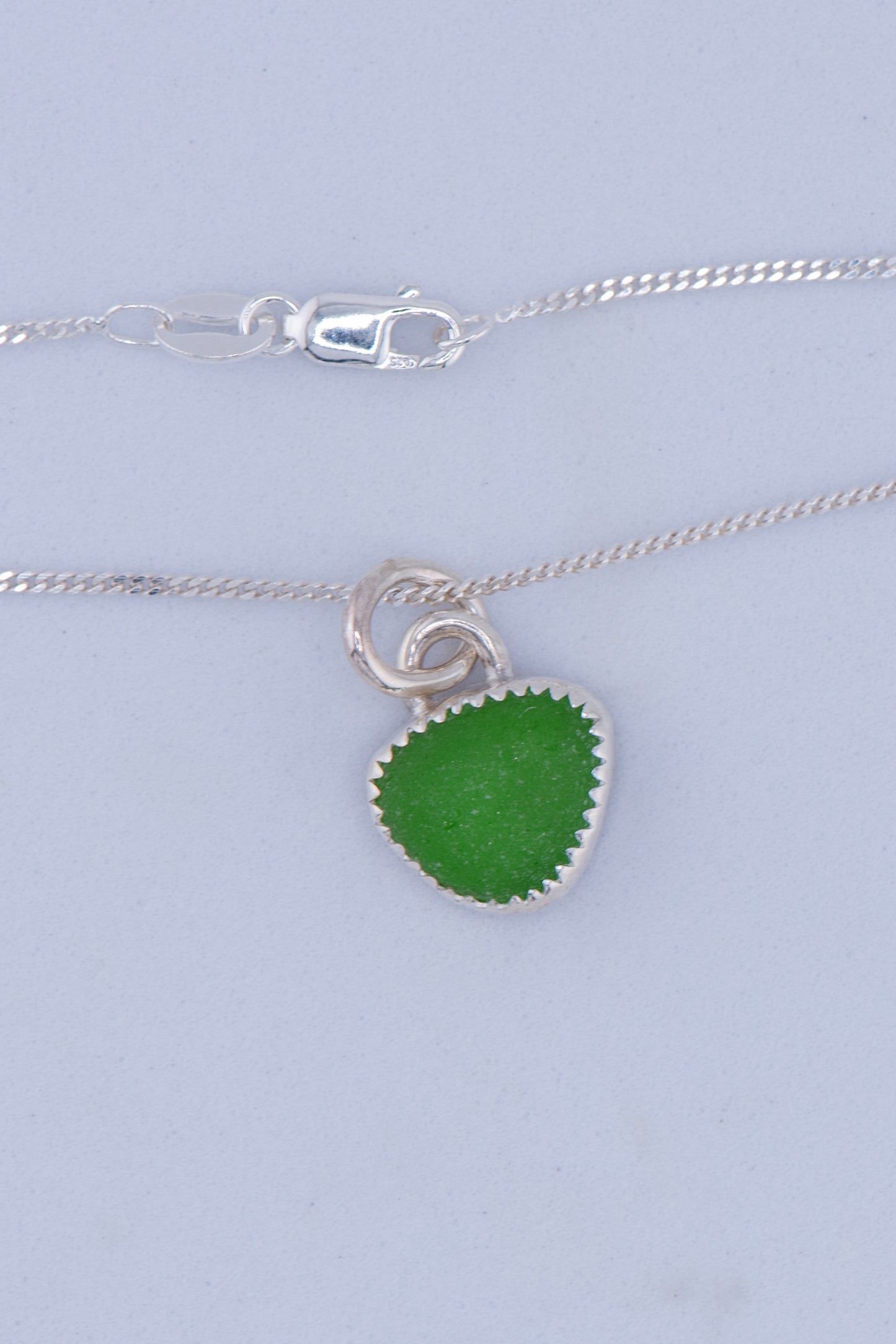 Green Sea Glass Necklace – Sterling Silver