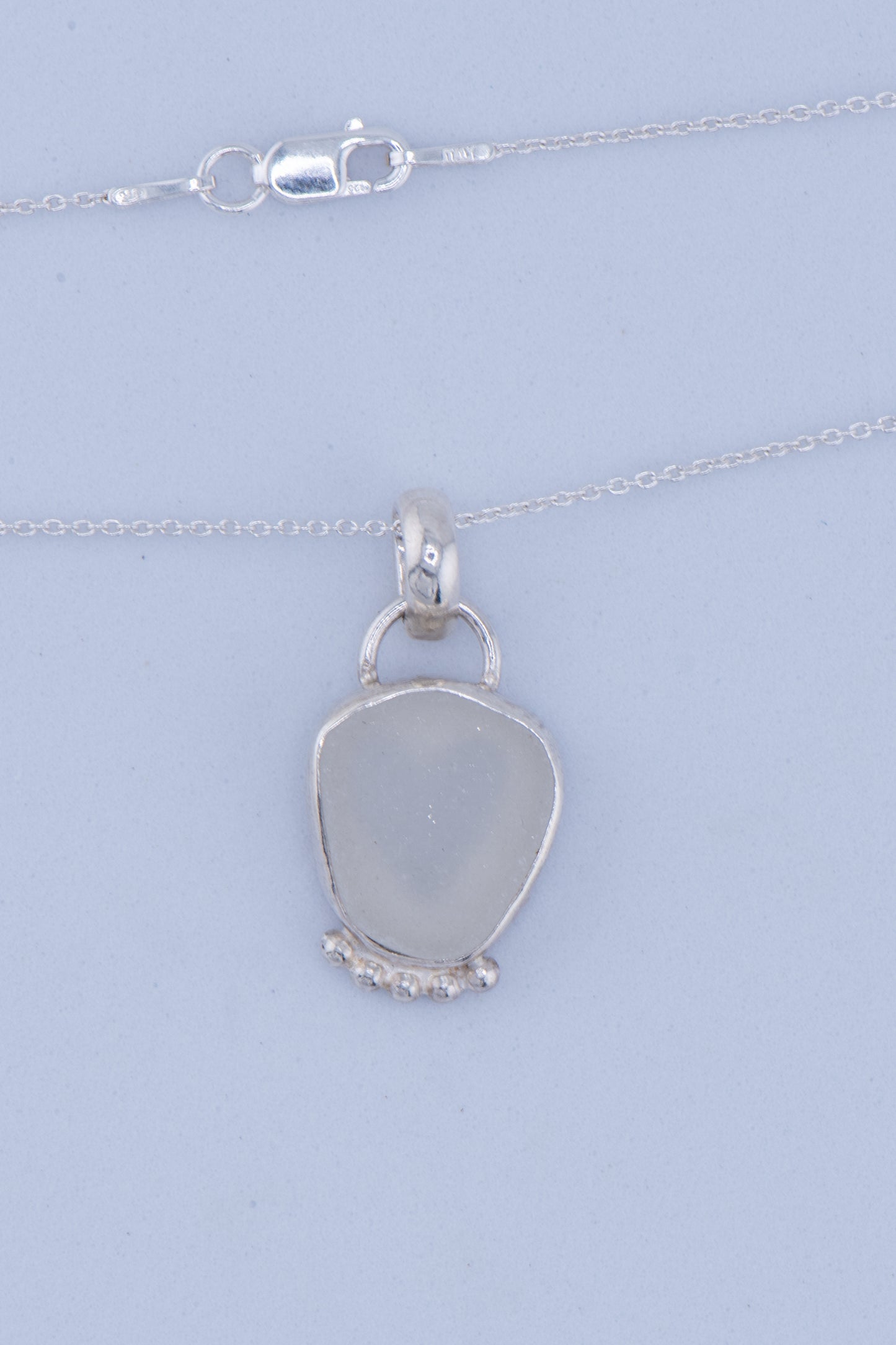Sea Glass Heart Sterling Silver Necklace