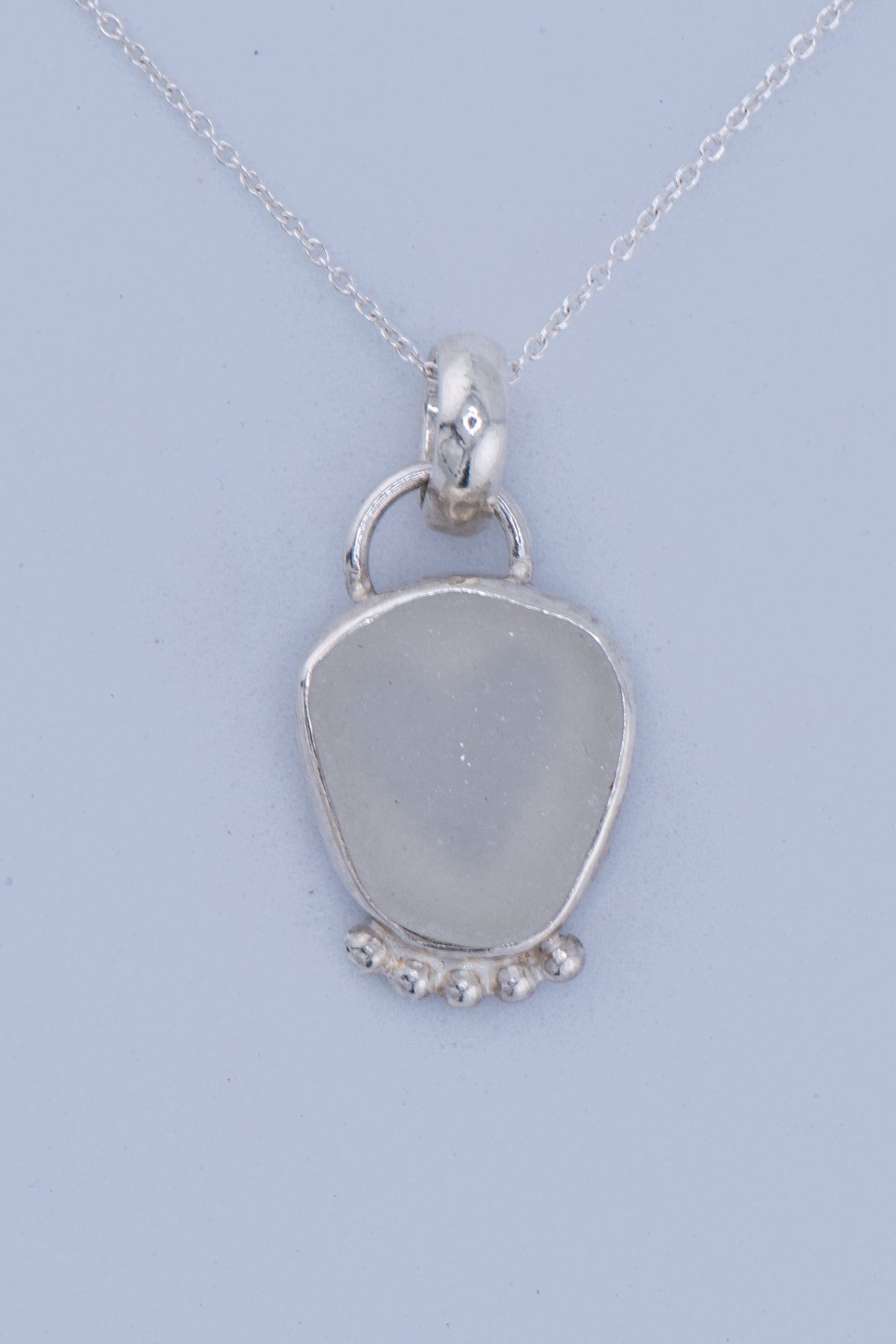 Sea Glass Heart Sterling Silver Necklace