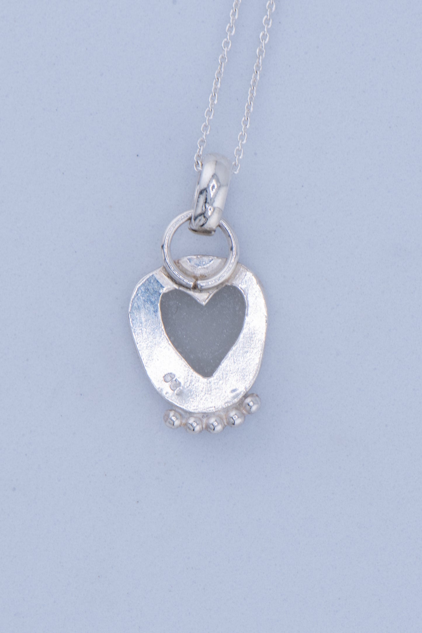 Sea Glass Heart Sterling Silver Necklace