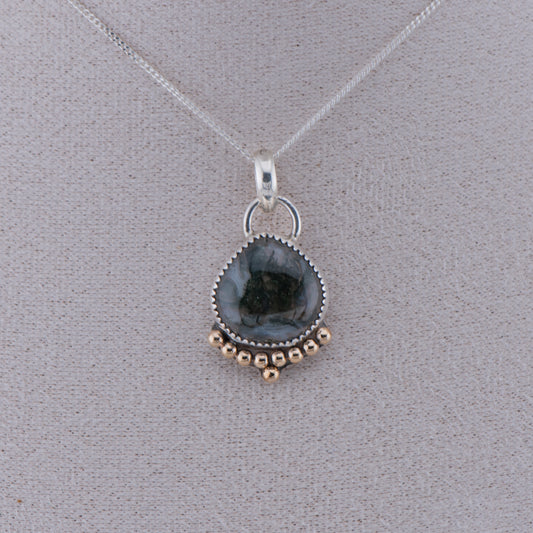 Moss Agate Pendant – Sterling Silver & Gold Filled