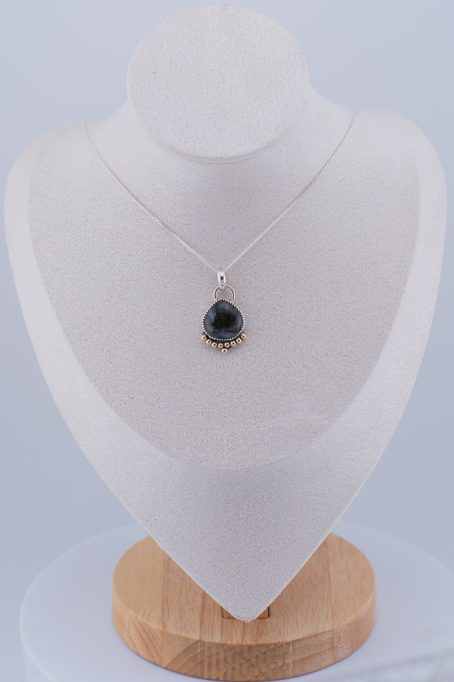 Moss Agate Pendant – Sterling Silver & Gold Filled