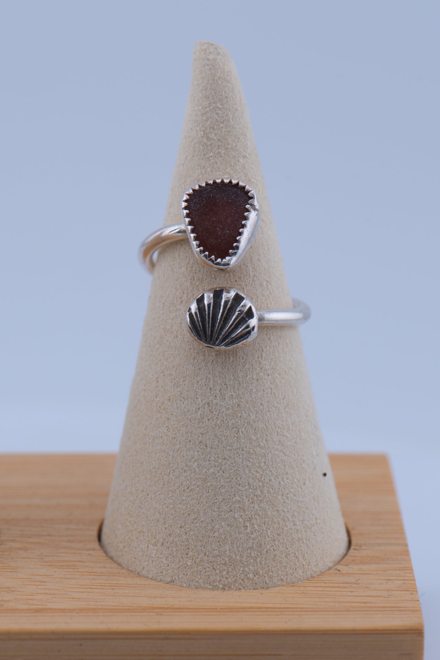 Adjustable Sea Glass Ring – Sterling Silver