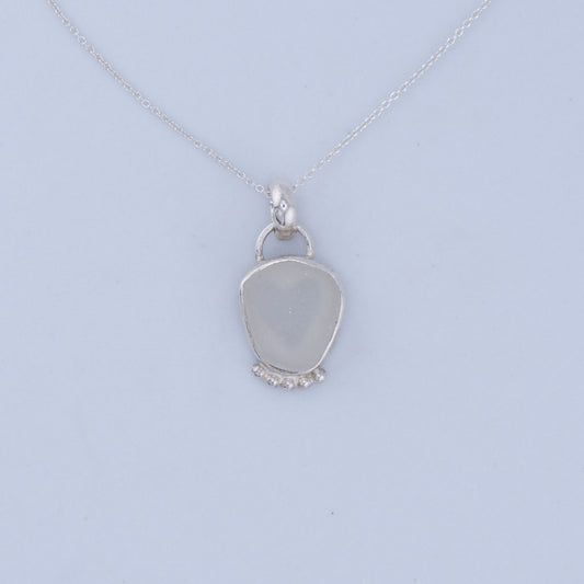 Sea Glass Heart Sterling Silver Necklace