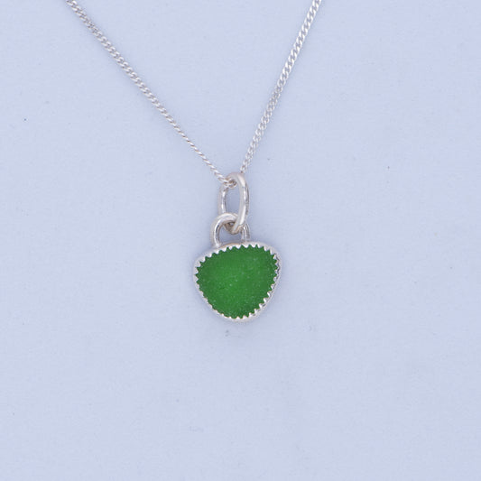 Green Sea Glass Necklace – Sterling Silver