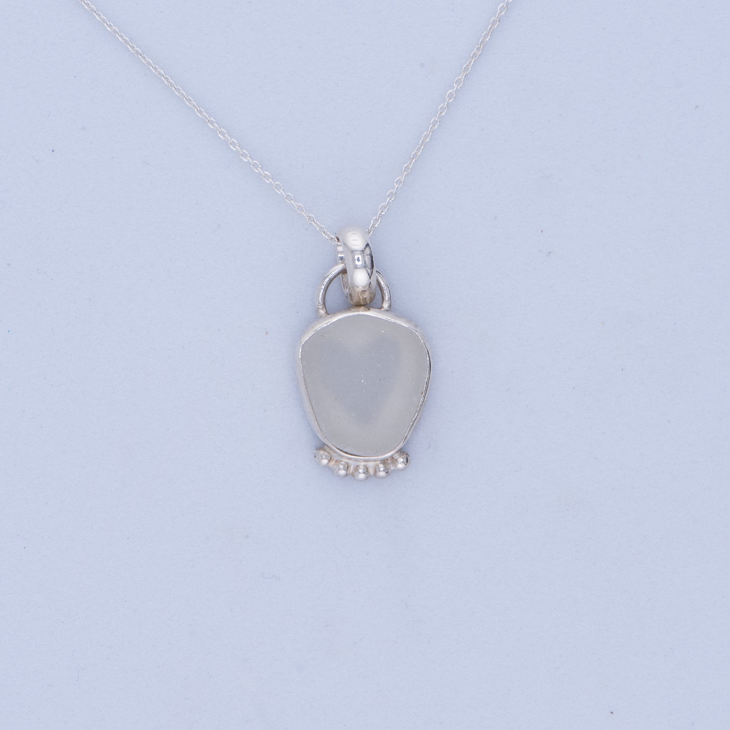 Sea Glass Heart Sterling Silver Necklace