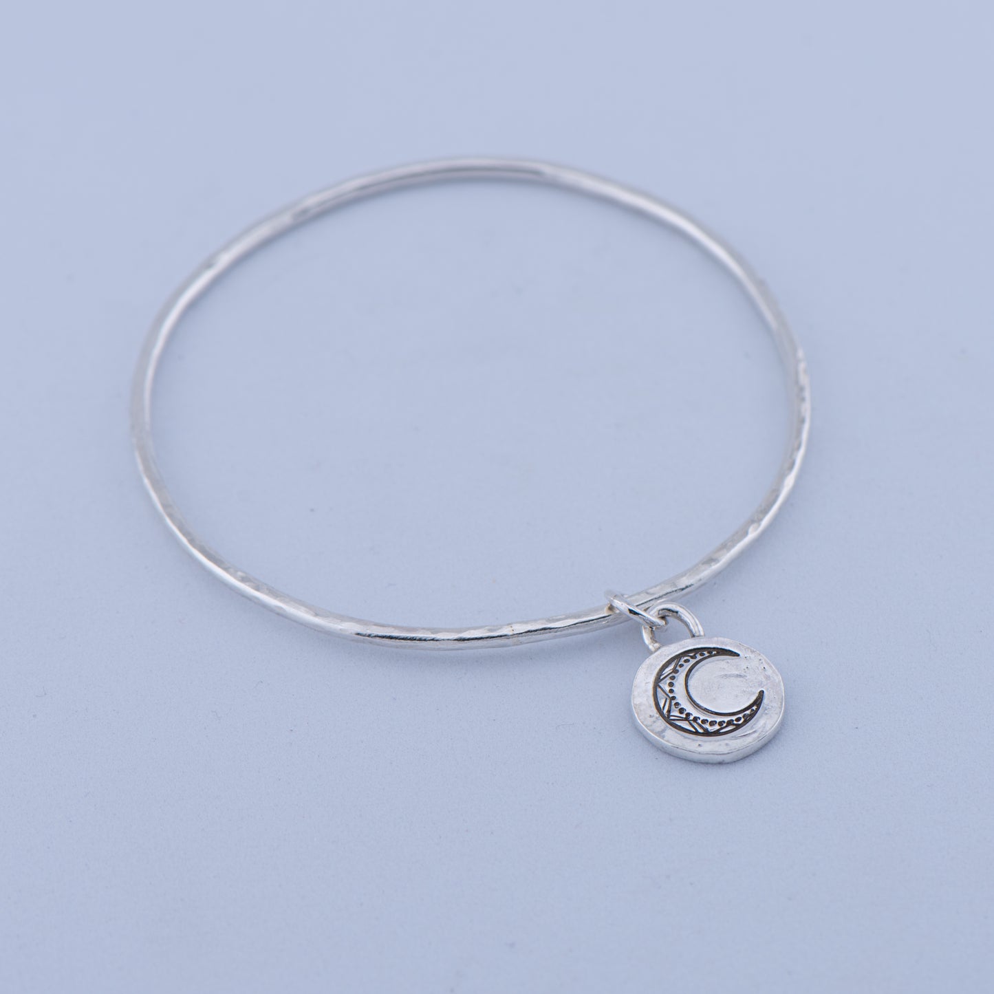 Sterling Silver Crescent Moon Bangle
