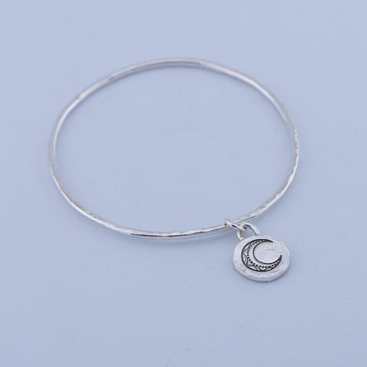 Sterling Silver Crescent Moon Bangle